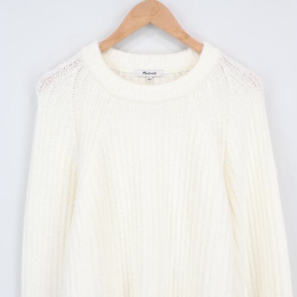 NWT Madewell Ribbed Cotton-Blend Supersoft Stretch Sweater Winter White Size XL - Picture 4 of 8